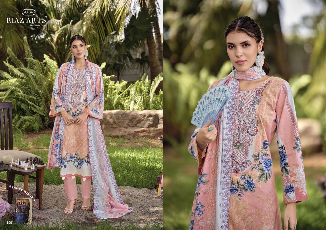 REHMAT By RIAZ ARTS 1001 TO 1008 Series Pakistani Suits Ethnic Wear LAWN COTTON CAMRIC Dresses At Wholesale